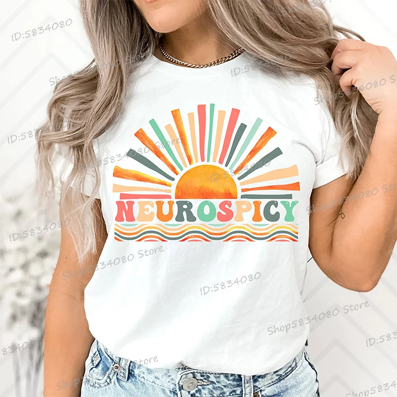 Autism Awareness Classic T-shirts Neurospicy Vintage Crew Neck Women's Clothing Neurodiversity Gift Autism Acceptance T Shirts