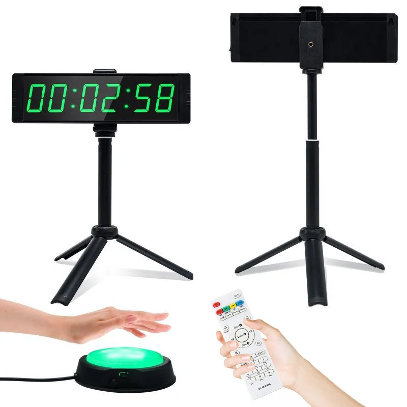 LED Digital Interval Timer With Tripod Remote Control Countdown Stopwatch For Gym Training Meeting Race