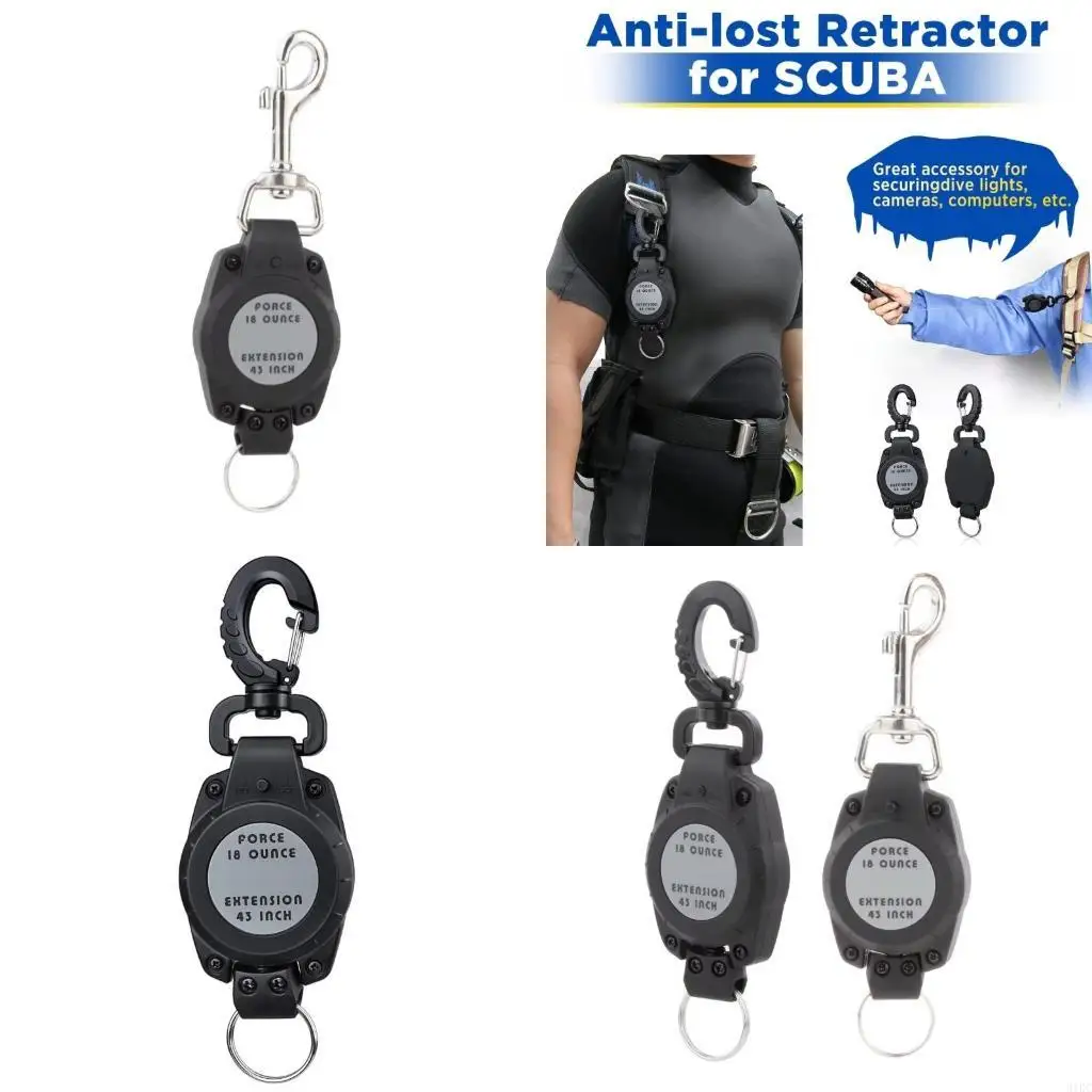 Scubas Diving Gear Retractor with Clip & Split Rings for Underwater Snorkeling