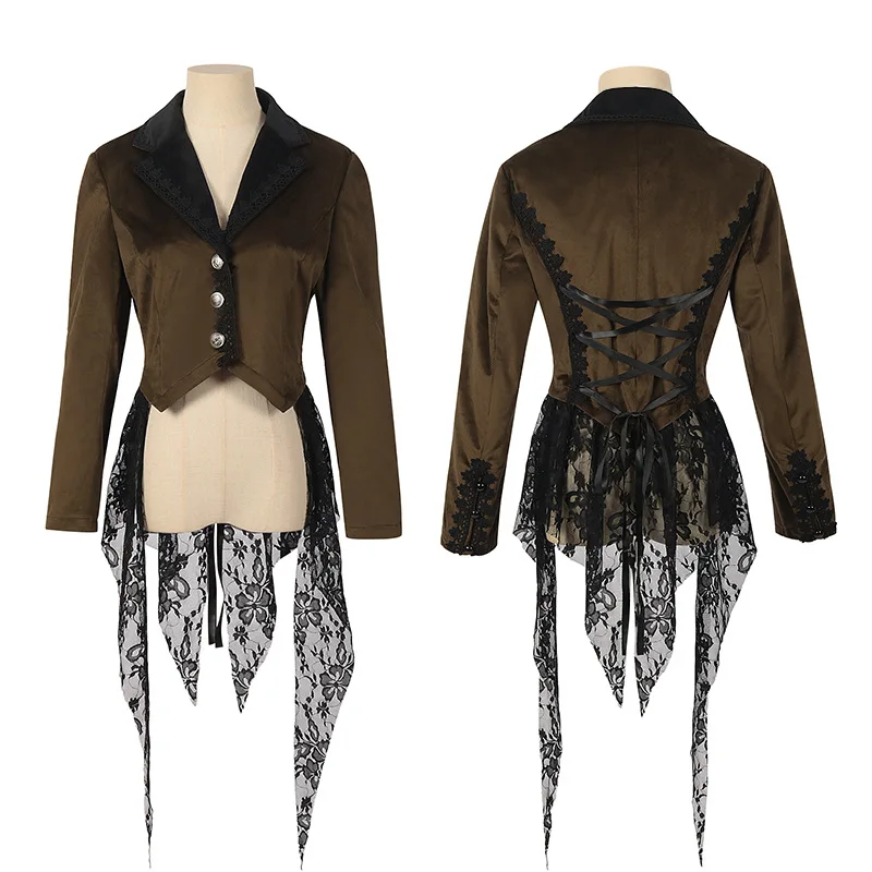 Women Medieval Renaissance Elegant Small Suit Blazers Windbreaker Jacket Coat Halloween Carnival Suit