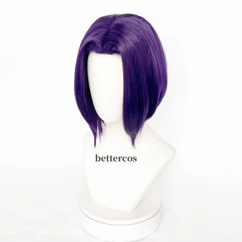 Raven Cosplay Wigs High Quality Anime Purple Short Heat Resistant Synthetic Hair Perucas Cosplay Wig + Wig Cap