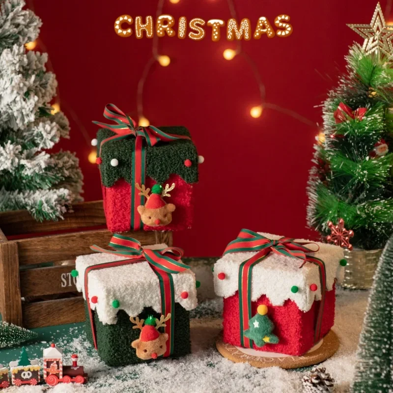 1 Pcs Velvet Christmas Gift Box for Christmas Eve New Year Spring Festival Birthday Carnival Apple Candy Gift Packaging Gift Box