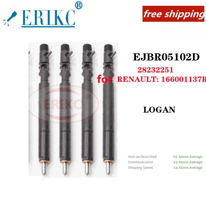 

ERIKC 4 PCS EJBR05102D Common Rail Fuel Injector EJBR 051 02D FOR RENAULT: 166001137R FOR DACIA LOGAN 28232251