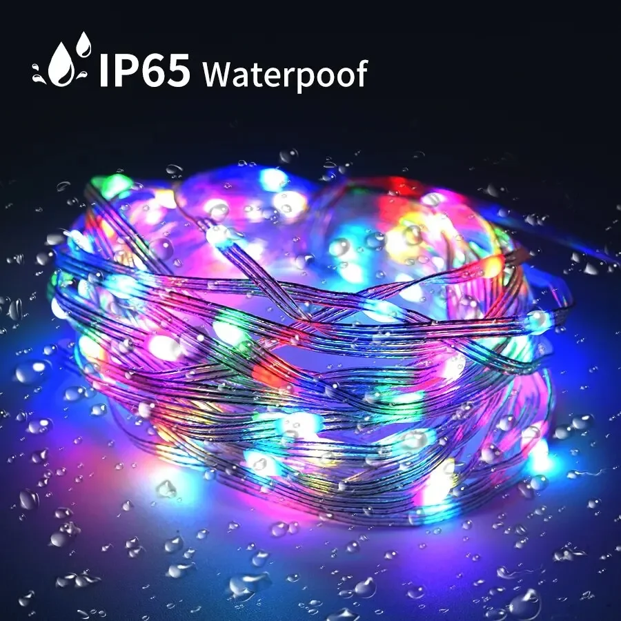 LED Fairy String Lights for Home Decoration USB Christmas Lights, Guirlanda de Ano Novo, Iluminação de férias para exterior, Bluetooth, Smart Festoon, DIY