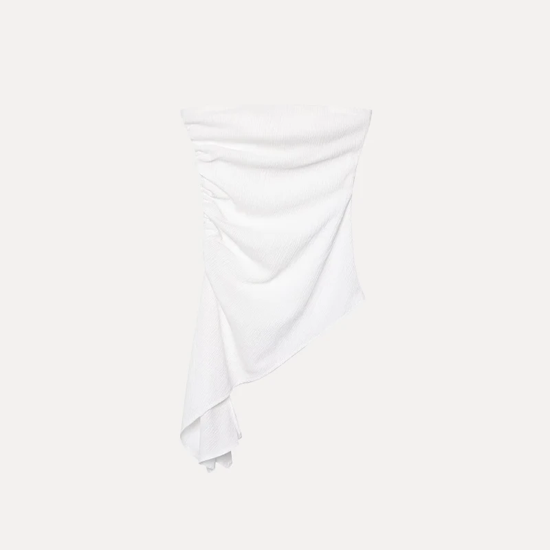 Frühling 2025, Damen Faion Wrap Brust Top, Street Sle, reine Farbe, hochwertige Textur, Eleganz, Z-Polyester-Material