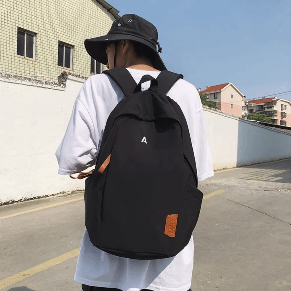 Ransel Kanvas Serbaguna untuk Kuliah, Kapasitas Besar, Warna Solid, Ransel Perjalanan Tahan Air, Tas Selempang untuk Berkemah