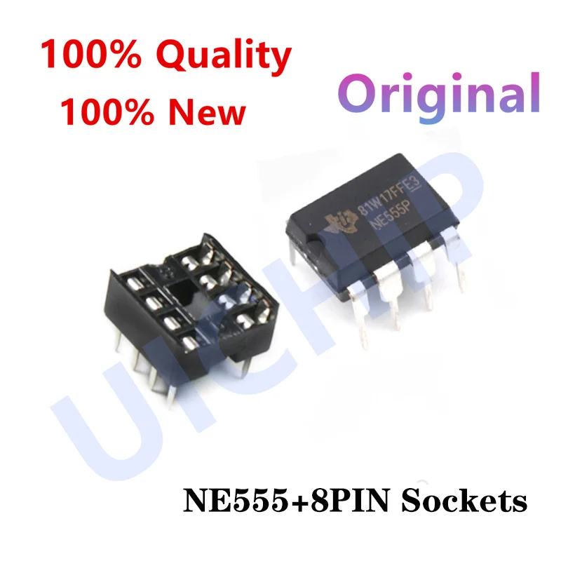 (10Sets)100% New NE555P NE555 555 DIP-8 IC Timers & 8 Pin DIP Sockets