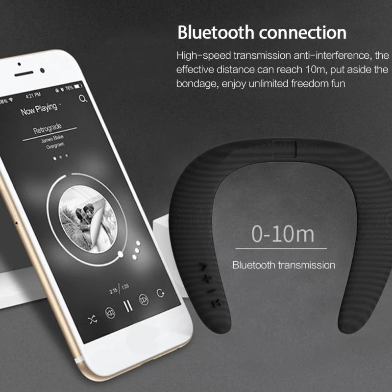 Bluetooth Speaker Wearable,Neckband Bluetooth Speaker Soft Wireless Speaker Suitable for Outdoor Cycling, Hiking