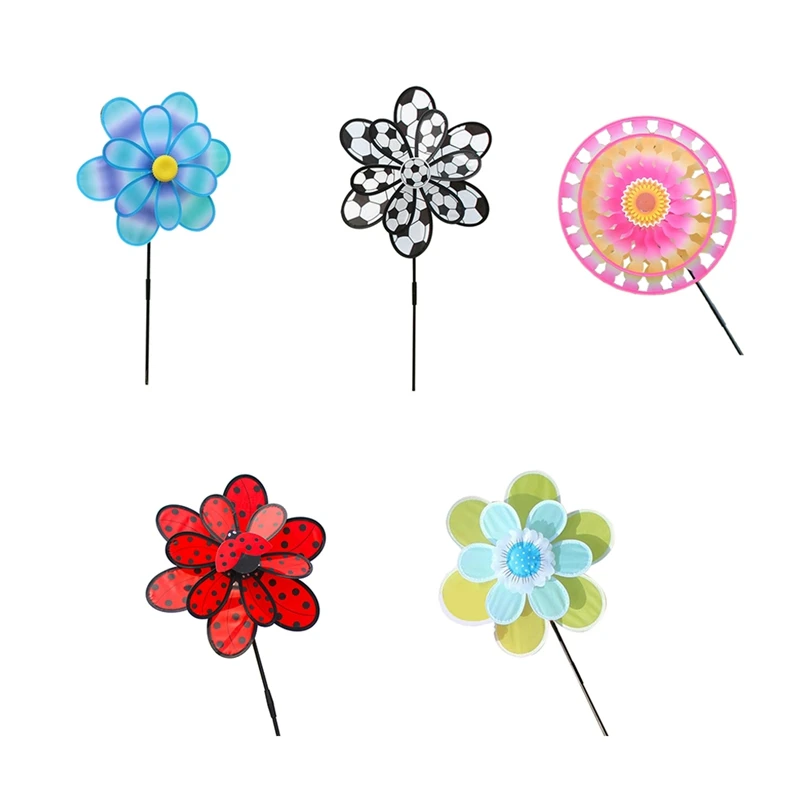 

Wind Spinners Kids,Pinwheels Eye Catching Colorful Double Layer Windmill Pinwheels With Stakes