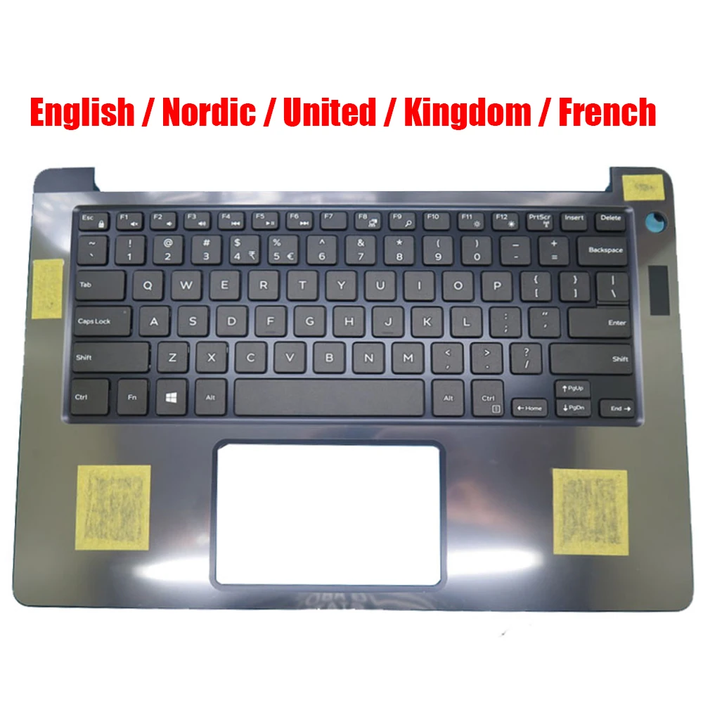 

US NE UK FR Keyboard Laptop Palmrest For DELL For Vostro 13 5370 V5370 0XDHWP XDHWP English Nordic United Kingdom French Blue