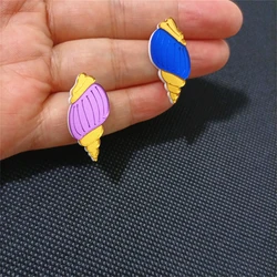 KUGUYS Whelk Stud Earrings for Women Purple Blue Girls Mirror Acrylic Jewelry Art Festival Novelty Cute Animal Accessories