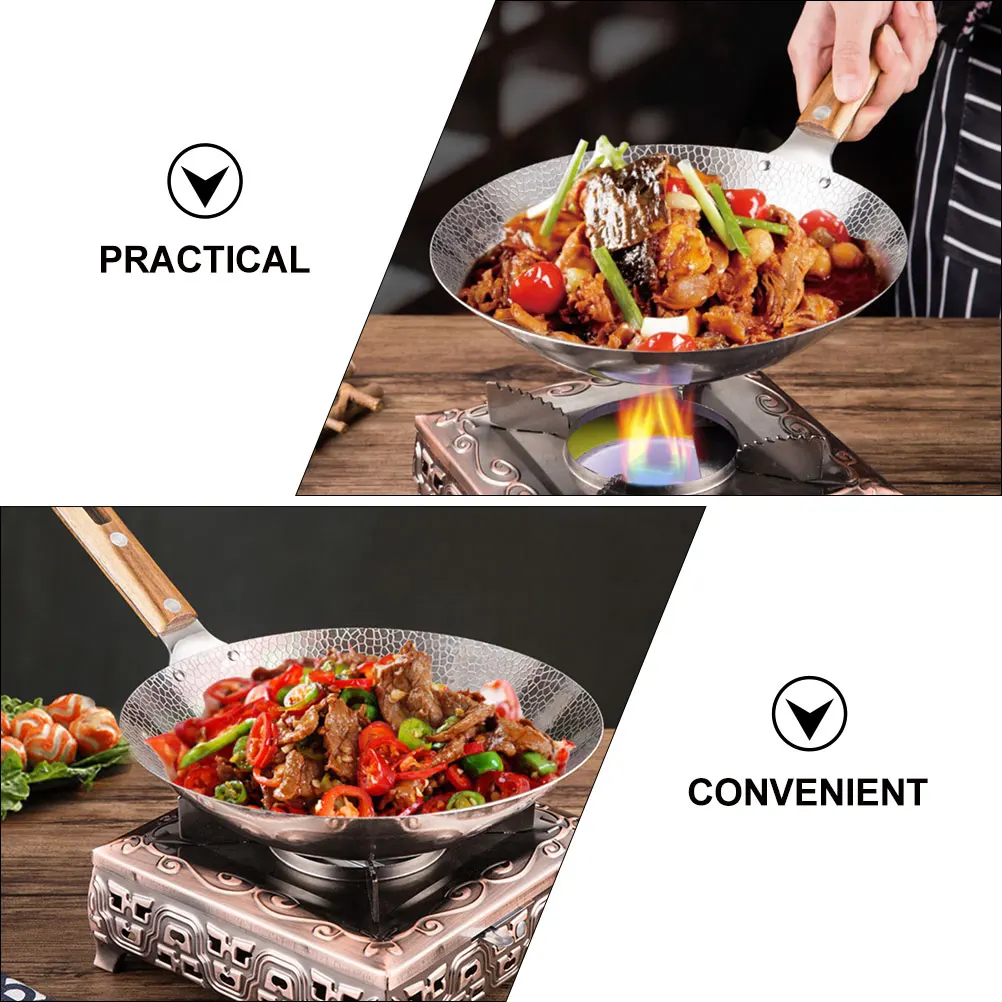 

Stir-fried Meat Pan 22CM Stainless Steel Wok Kitchen Utensil Cooking Pan Fry Eggs Steaks Pancakes Home Practical