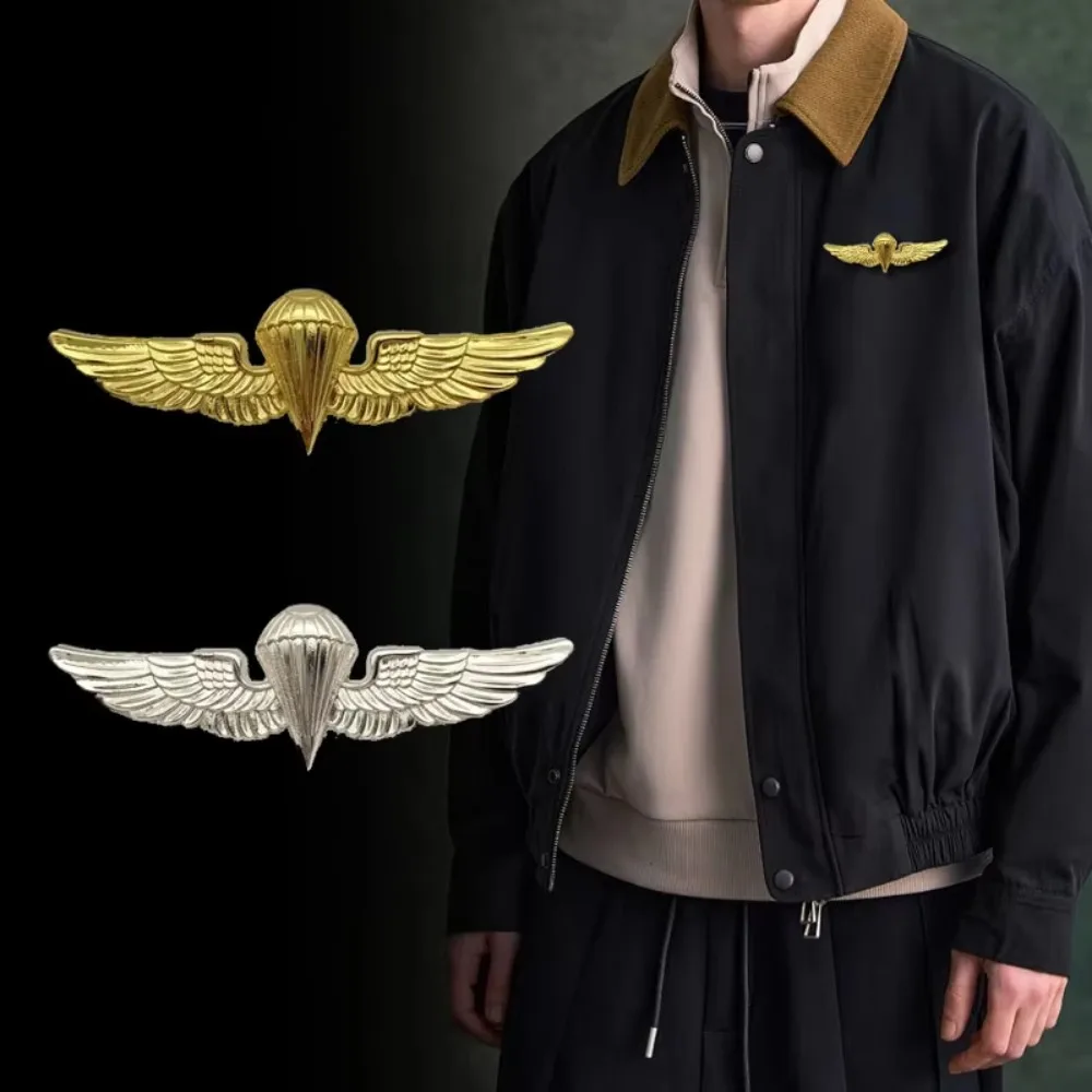 1Pc Metal Paratrooper Wings Pin Military Style Parachutist Badge Uniform Chest Insignia USMC Themed Clothing Decor
