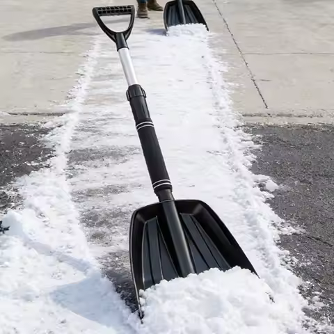 D-Shaped Handle Snow Pusher Shovel Ergonomic Scoop Winter Snow Removal Cleaning Shovel for Driveway Sidewalk Deck Patio Yard