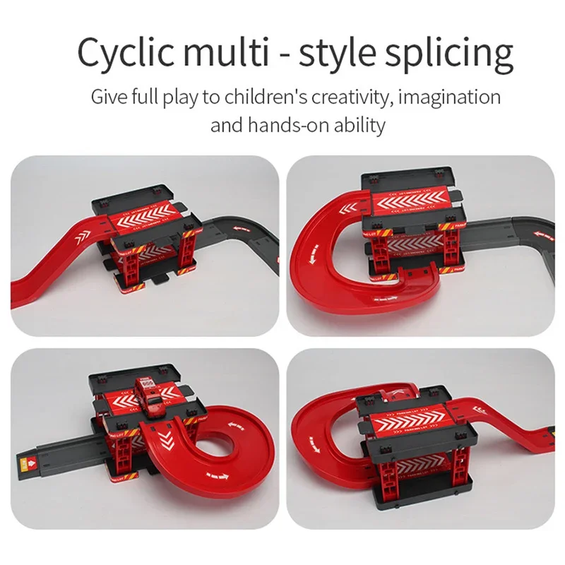 Pista de estacionamento crianças brinquedos carros de polícia motores de incêndio engenharia veículo rampa estrada construção jogos deslizantes inerciais