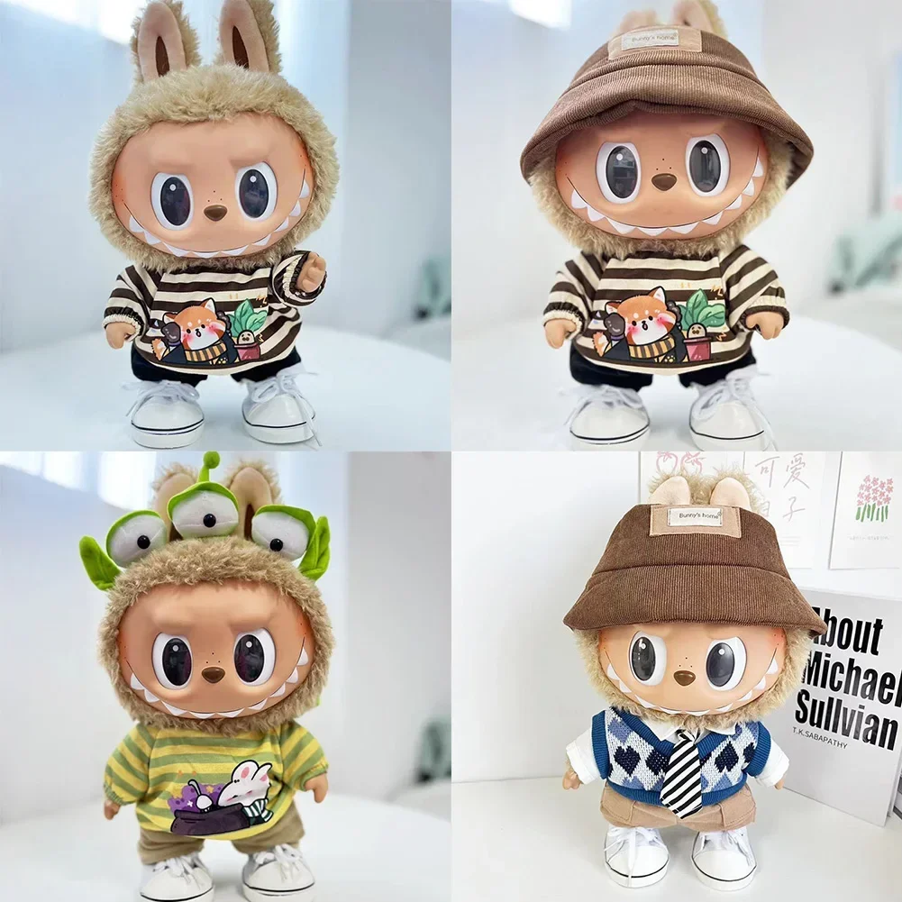 For 38cm Labubu Doll Outfit Clothes Hoodies Doll Clothes Color Match Hoodies Dolls Accessories Cute Decoration Little Clothes