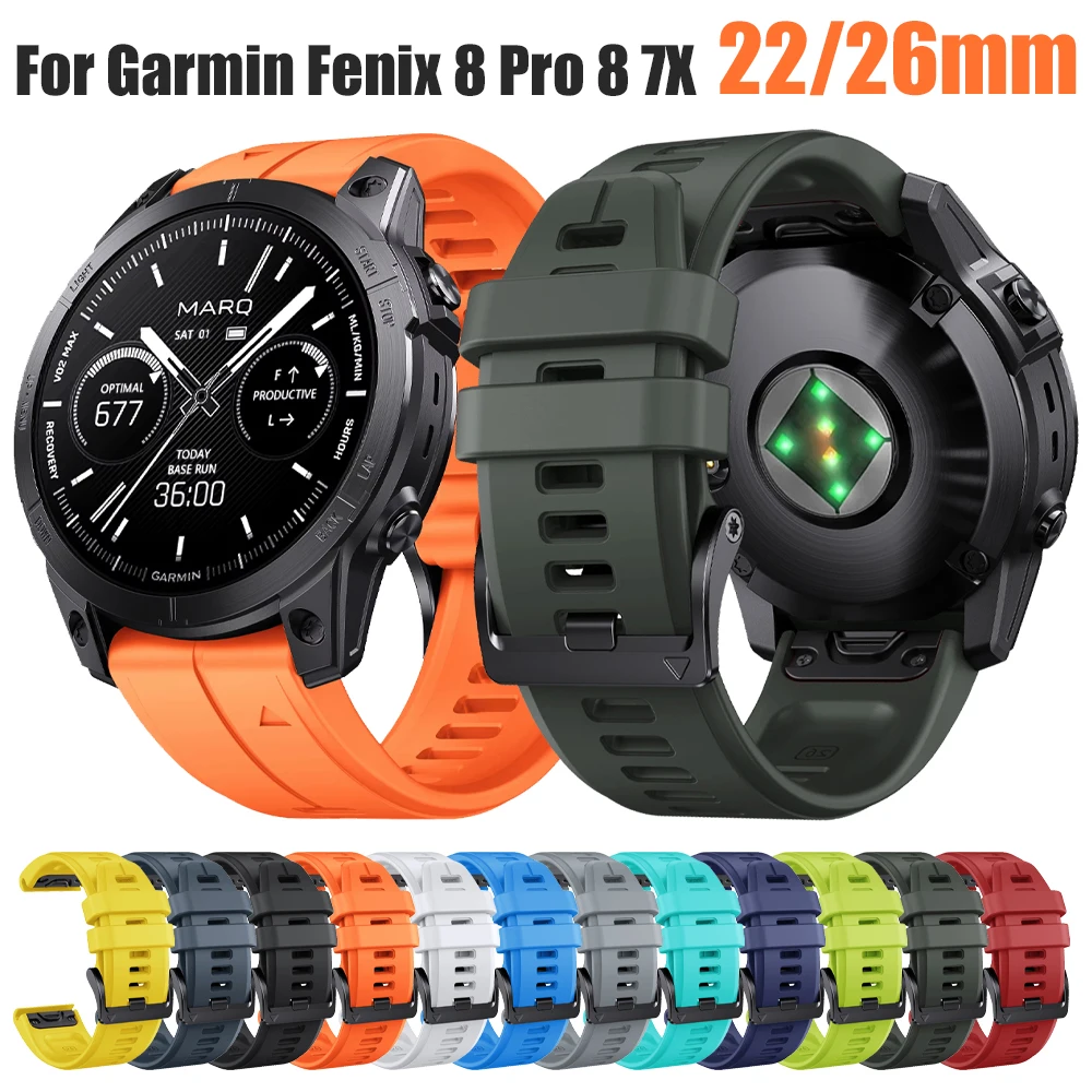 QuickFit 22/26 mm Silikon-Uhrenarmband für Garmin Fenix 8 Pro 8 7X/D2 Mach 2 1Pro/Instinct 3 2X/Tactix 8 7 Ersatz-Uhrenarmband