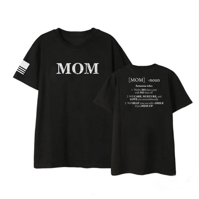 Camiseta de moda para mujer con estampado de letras del Día de la Madre, ropa para mujer, regalo novedoso para mamá, ropa con gráfico de la bandera de EE. UU.