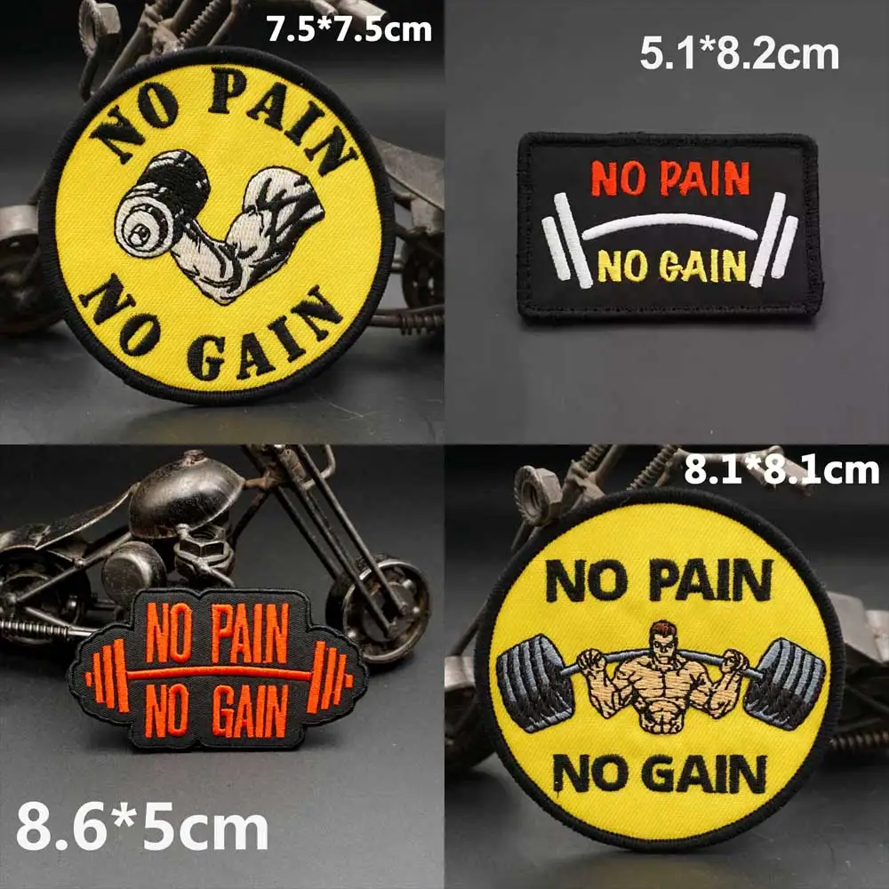 Naszywki do haftu Fitness No Pain No Gain Naszywka na odzież Plecak Czapki DIY Aplikacje