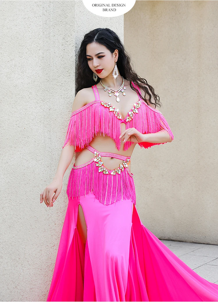 Oriental Belly Dance Costumes Women Performance Wear Belly Dance Dress Belly Dance tassel Bra+Skirt Set Belly dancing outfit