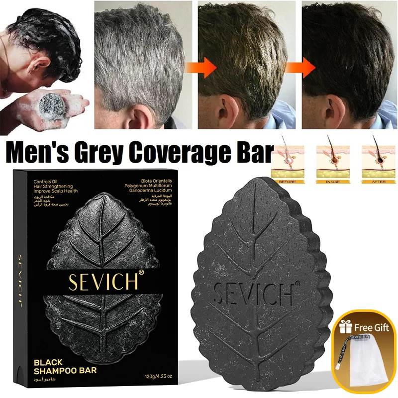 Magic White Hair to Black Shampoo Dye Soap Natural Color Soap Restore Gray Beard Cover Gray Hair Dye Hair Fixing Shampoo Bar