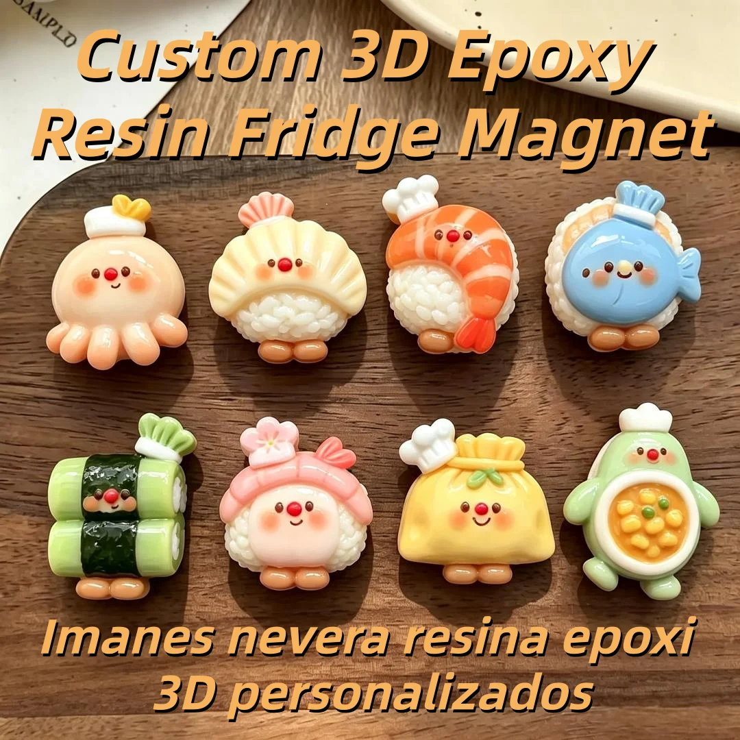 Custom 3D Epoxy Resin Fridge Magnet Creative 3D Magnetic Sticker Resin Resin Handicraft Refrigerator Magnets Sticker Collection