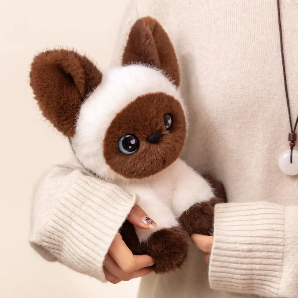 Boys Girls Stuffed Animal Siamese Cat Cute Sitting Desktop Ornament Stuffed Devon Rex Cartoon Kitten Cat Xmas Gifts