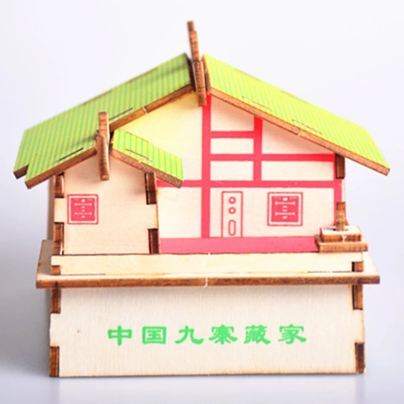 Juguetes de modelos DIY 3D rompecabezas de madera-Jiuzhai, Kits de madera de China modelo rompecabezas educativo juego de ensamblaje juguetes regalo para niños adultos P8