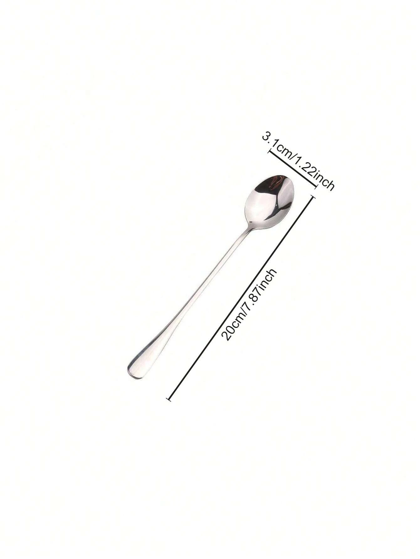 4PCS Stainless Steel Coffee Spoon Ice Cream Dessert Tea Stirring Spoon For Picnic Kitchen Accessories Bar Tools Long Handled