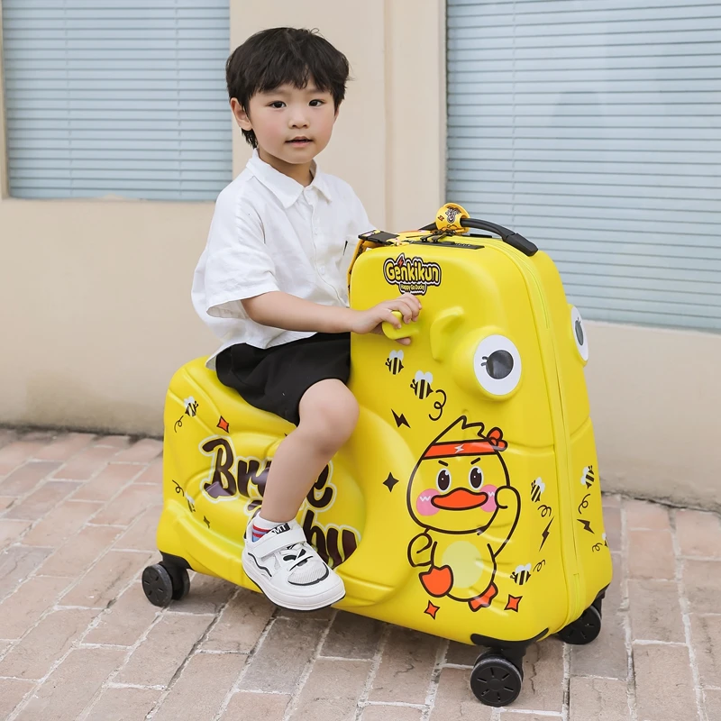 

20/24 Inch Trolley Suitcases on Wheels Kid Lovely Rolling Luggage Pink Riding Trolley Case Zipper Travel Bags for Children