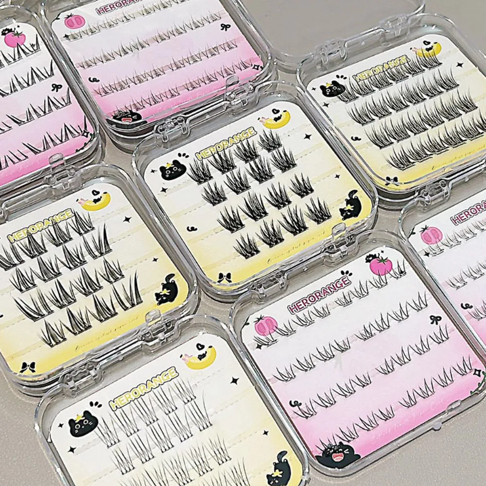 

4 Rows Lazy False Eyelashes Glue-free Single Cluster Natural Ultra-thin Curled Simulation Fake Lashes Extension DIY Eye Makeup