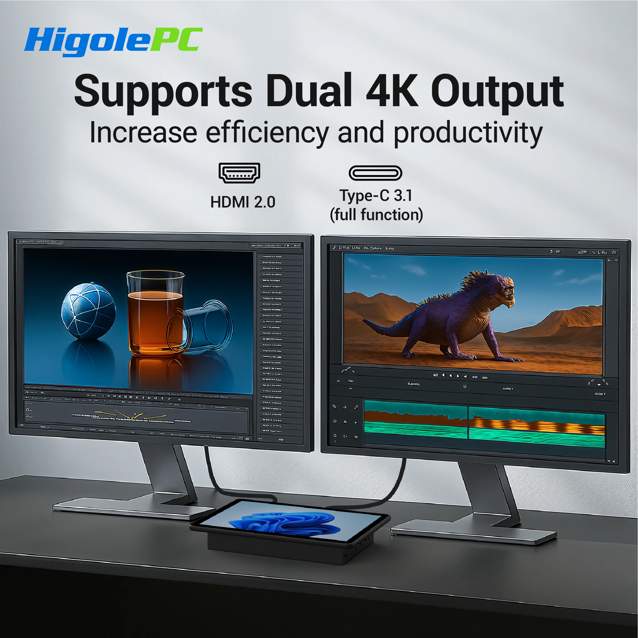 Higole F10 Pro 10.1 ''Mini PC senza ventola Intel N5095 Windows 11 WiFi5 8GB 128GB 5000mAh 4K RS-232 Laptop PC desktop Mini computer