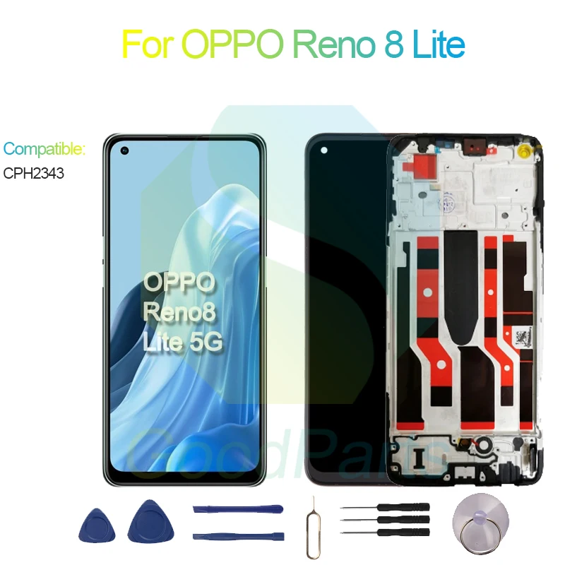Dla OPPO Reno 8 Lite wymiana wyświetlacza ekranu 2400*1080 CPH2343 Reno 8 Lite LCD dotykowy Digitizer Assembly