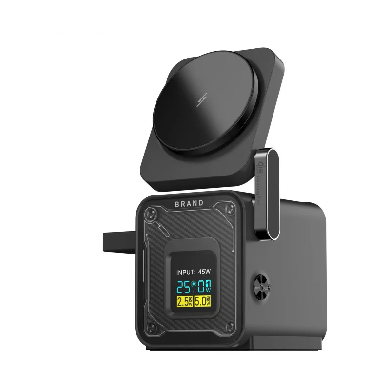 

Беспроводное зарядное устройство QI2.2 Magsafe 3-в-1 T15 25W с портом Type-C и настольными часами