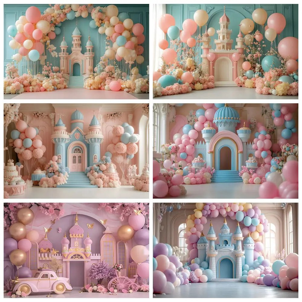 

Princess Castle Backdrop for Photography Birthday Party Baby Kids Portrait Cake Smash Photo Background Decor Photostudio Props