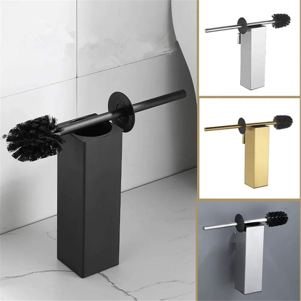 Black Toilet Brush Holder with Brush SUS304 Chrome Bathroom Toilet Scrub Cleaning Brush Holder Set
