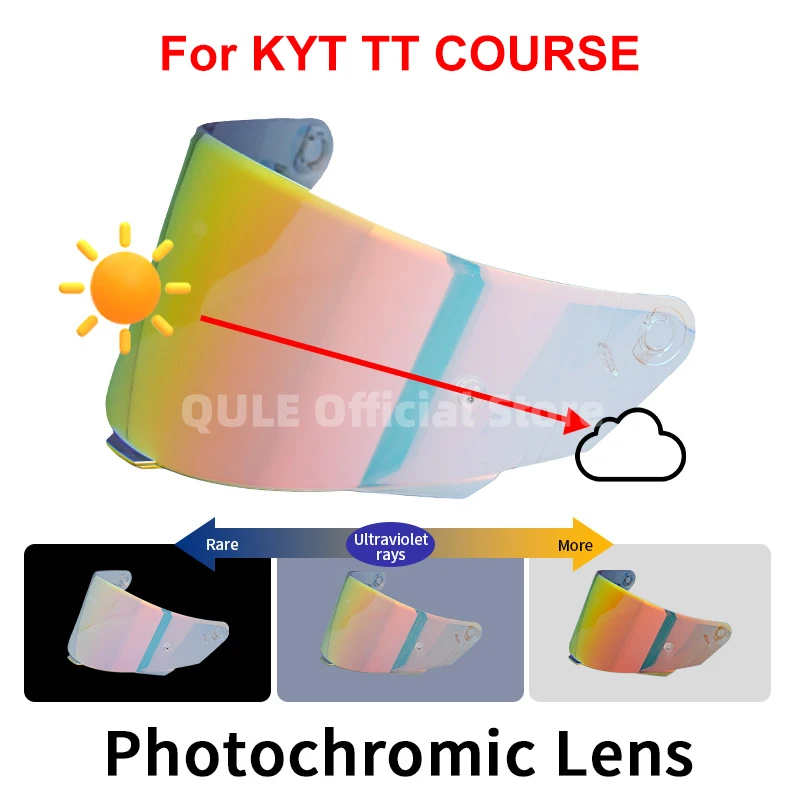 Photochromic Visor Lenses for KYT TT COURSE Motorcycle Helmet Shield Windshield Sunscreen TTC Helmets Accessories High Strength