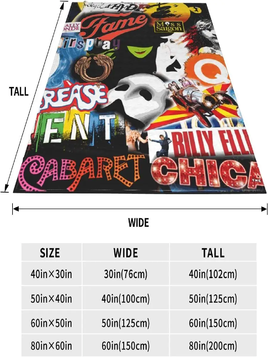Broadway Movie Musical Soft Cozy Throw Blanket for Bed Car Couch Living Room Travel x
