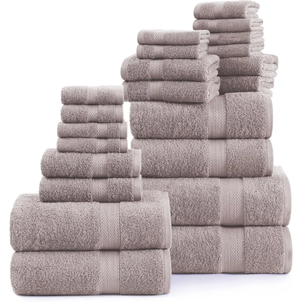 

24 Pcs Towels Set, Microfiber Luxury Bath Towels, 2 Bath Sheets, 4 Bath Towels, 6 Hand Towels, 8 Washcloths, 4 Fingertip Towels