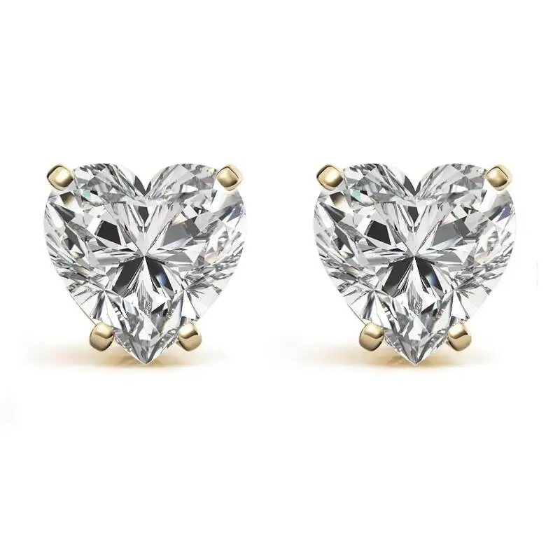 925 Sterling Silver Heart Moissanite Earrings Women 14k Gold Vvs Moissanite Earrings