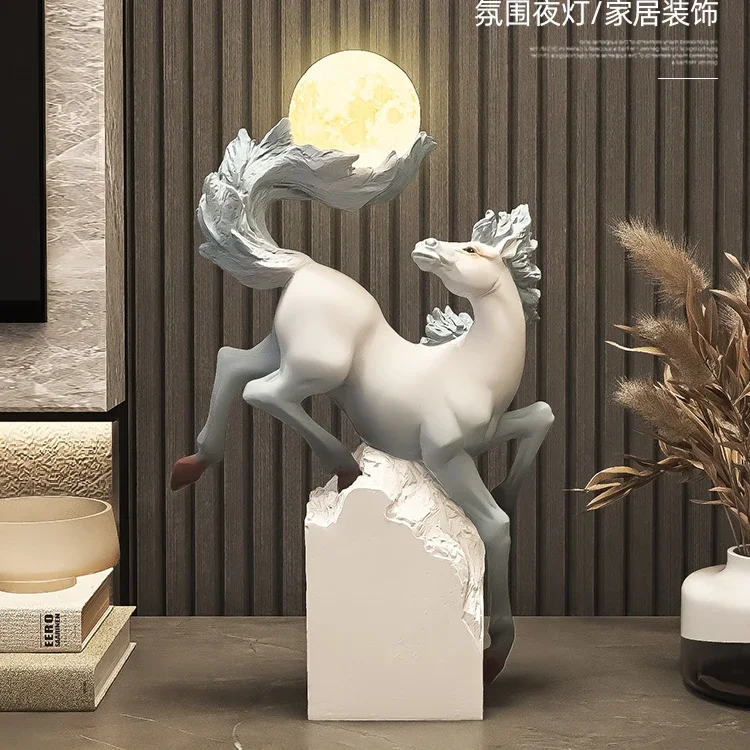 

Lucky to succeed Horse statue living room ornament entrance porch light, office high-end handicraft gift, living room decoration