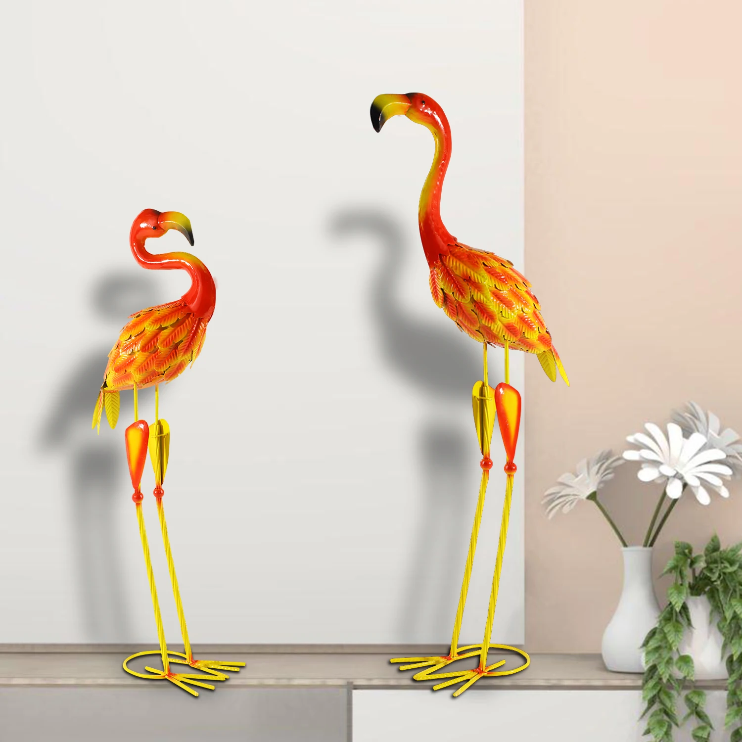 2pc, Large Metal Flamingo Garden Statues And Sculptures, Flamingo Bird Garden Art Outdoor Statue For Home Decor, Garden Decor, P