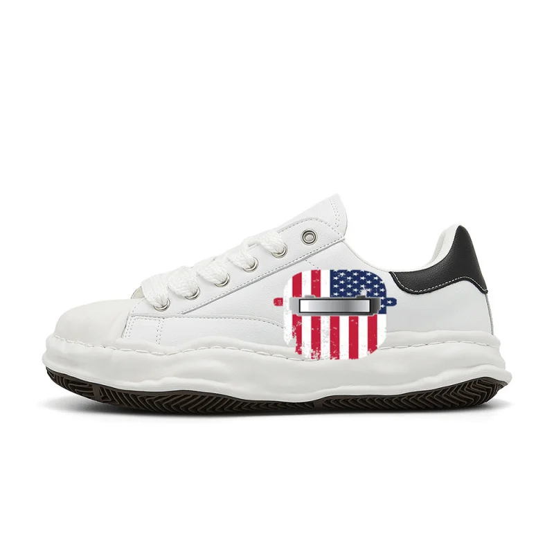 

Welder Mask US FlagVintage Fashion Street Sneakers，The design is retro, stylish, comfortable, and versatile，Suitable for street