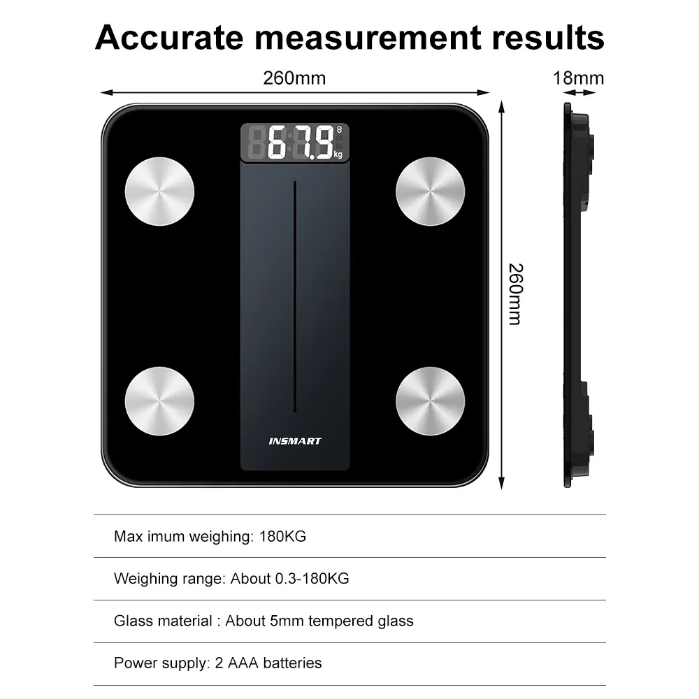 INSMART Body Weight Scale Bathroom Scale Digital Body Weight Balance Smart Scale Body Composition Smart Floor Scales BMI