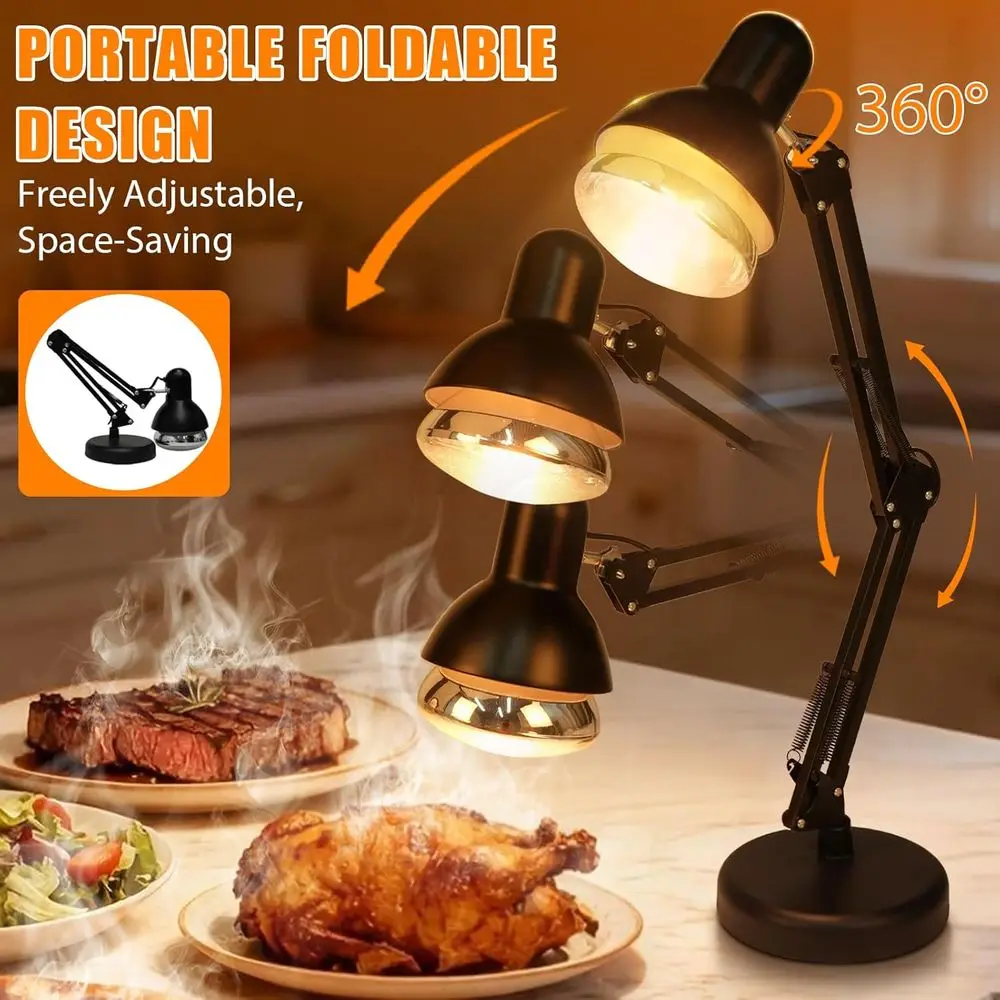 Lampada Riscaldante Portatile - [Design Pieghevole] [Riscaldamento Rapido in 3 Secondi] Luce Riscaldante, Lampada Commerciale o per Catering, Luce Riscaldante per Ristorazione