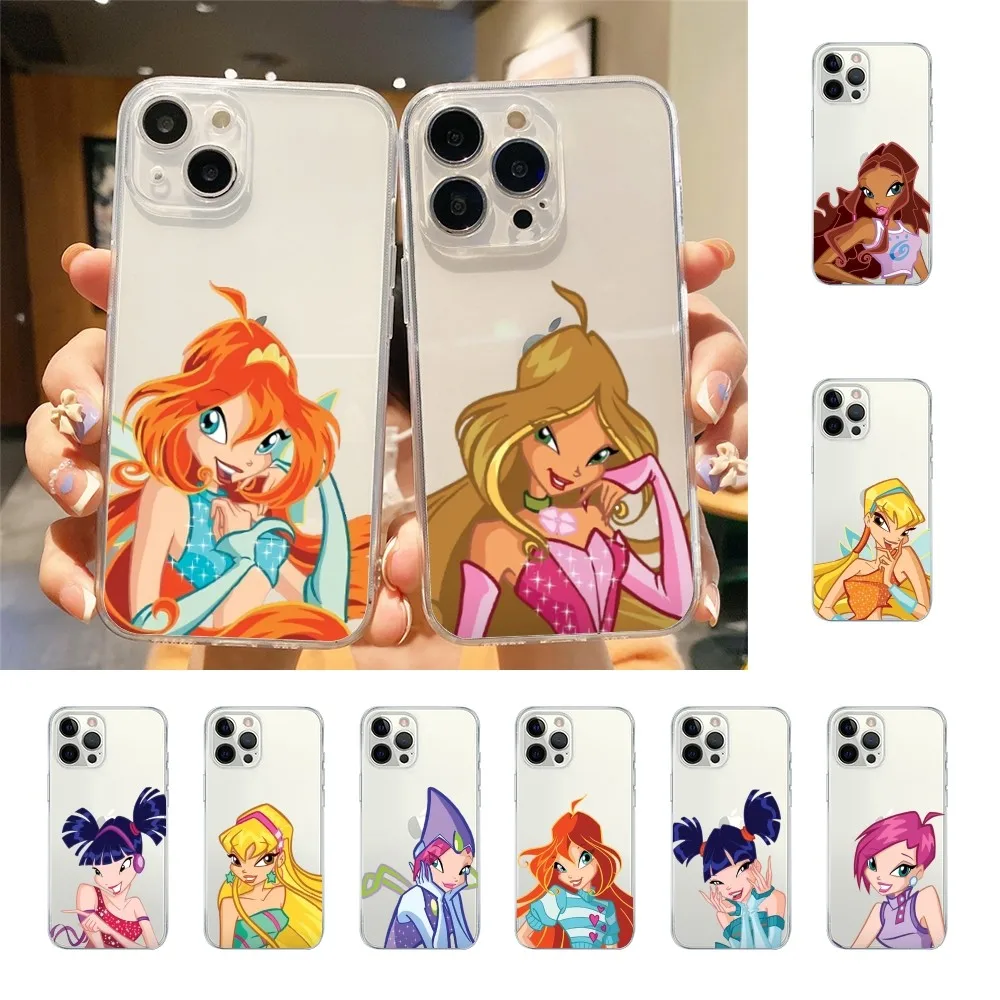 Girl W-Winx Clubs Phone Case For Iphone 15 11 13 14 Pro Max 7 8 Plus X Xr Xs Max Se2020 12mini Transparent Cover