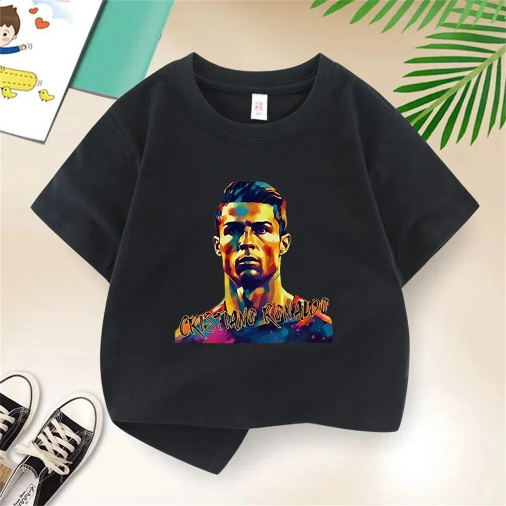 Camiseta de verano para niños de Star de fútbol Cr7, disfraz deportivo fresco para niño y niña, camisetas de fiesta de dibujos animados para cumpleaños de campeones de Real de Madrid