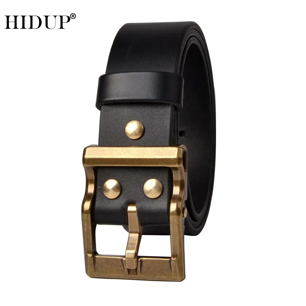 

HIDUP Unique Design Brass Pin Buckle Metal Belts Top Quality Cow Skin Fashion Jean Accessories Cowhide Leather Belt NWJ1201