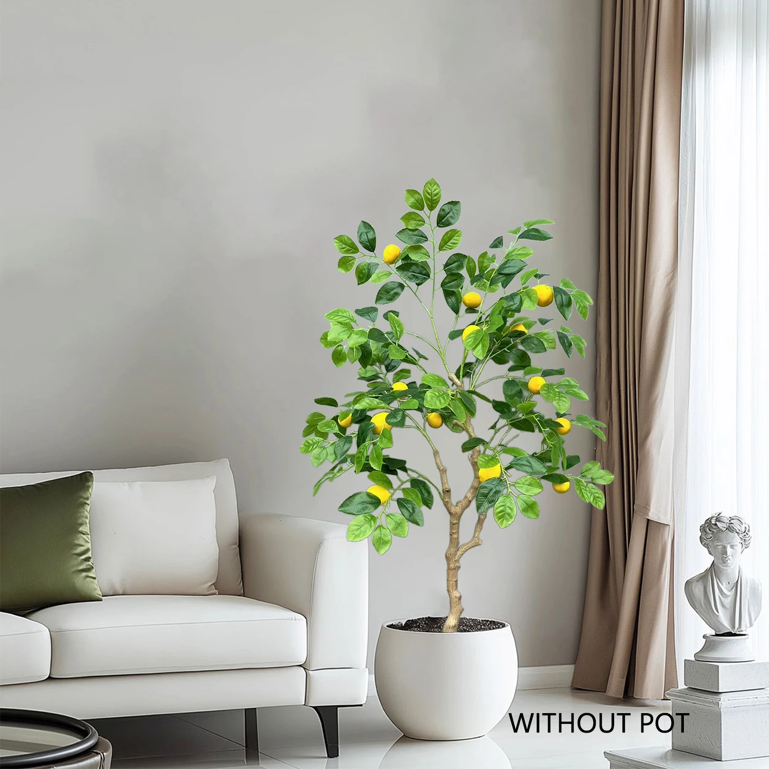 

4ft Artificial plant Lemon Tree Branches Fake Plants realistic ornaments outdoor faux plant For Home Garden Room decoration