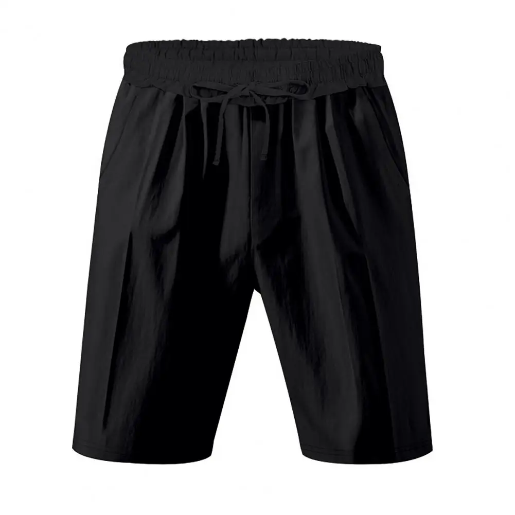 

Men Pants Versatile Men's Summer Beach Shorts with Pockets Drawstring Elastic Waist Solid Color for Daily Wear for Every